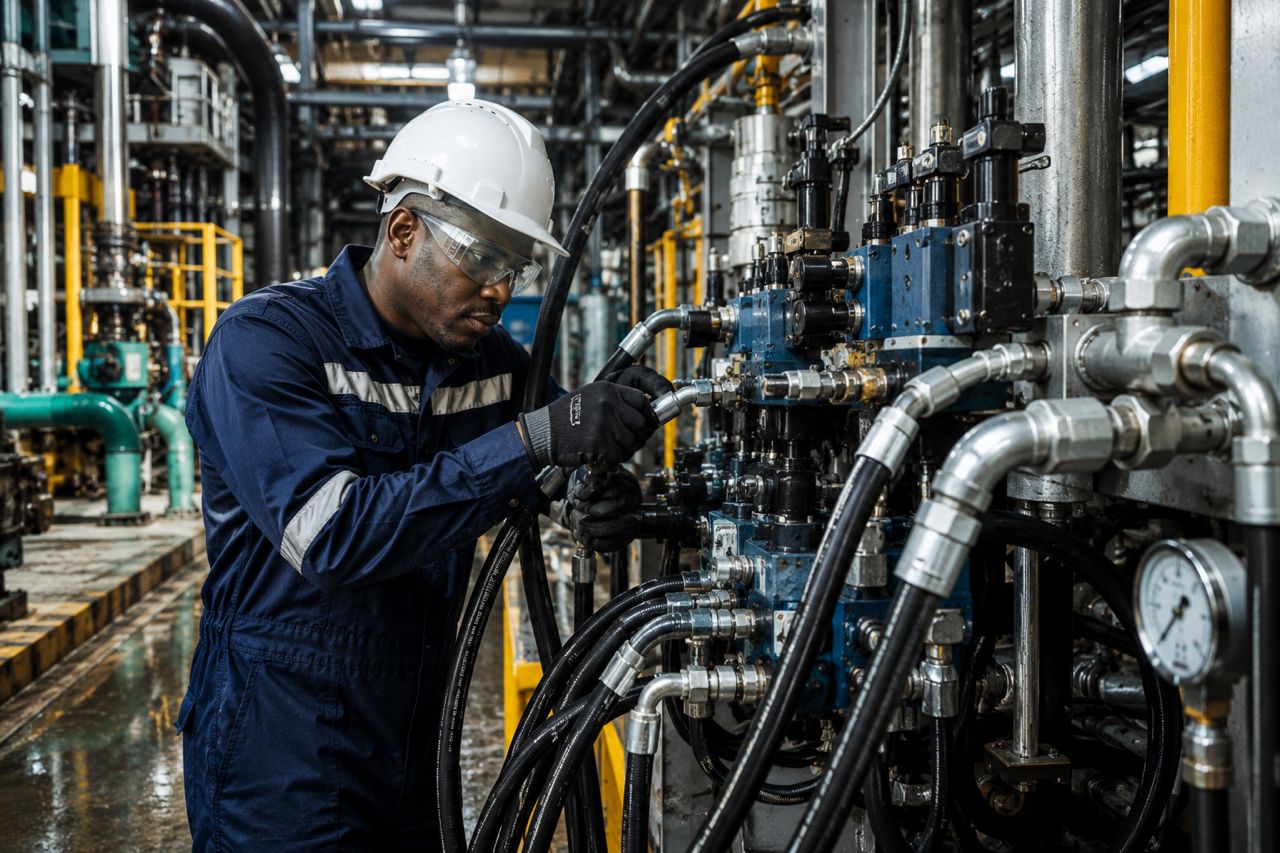 Technicien 3M Solutions sur installation hydraulique